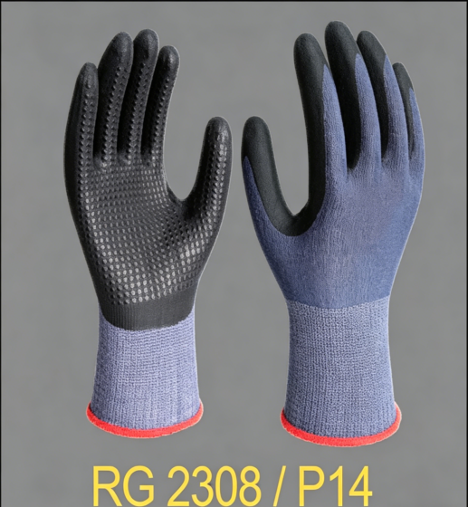 RG2308 15 Gauge Cut Resistant Gloves - Dots Coating Microfoam Nitrile & Waterbased PU Palm Protective Gloves