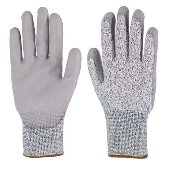 RG4002 13 Gauge Cut Resistant Gloves - Grey PU Palm Coated Seamless Protective Gloves