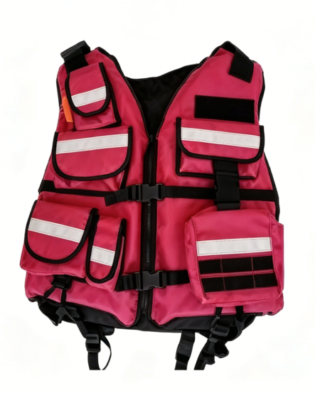 Buoyancy Life Jacket – Pink Multi-Pocket Reflective Professional Rescue Flotation Life Vest