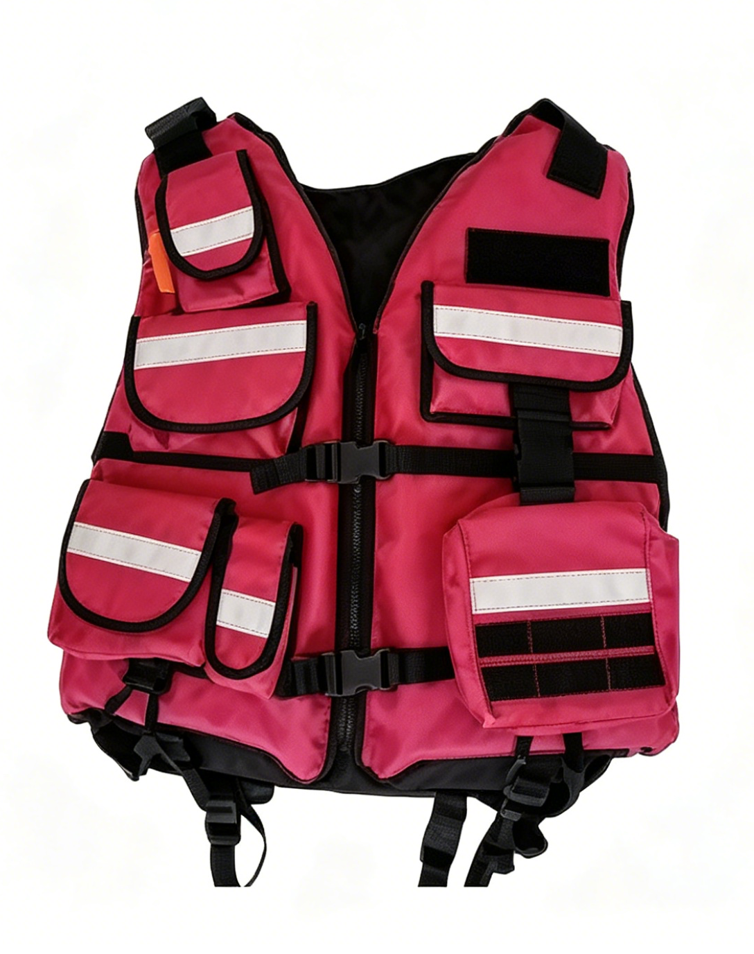 Buoyancy Life Jacket – Pink Multi-Pocket Reflective Professional Rescue Flotation Life Vest